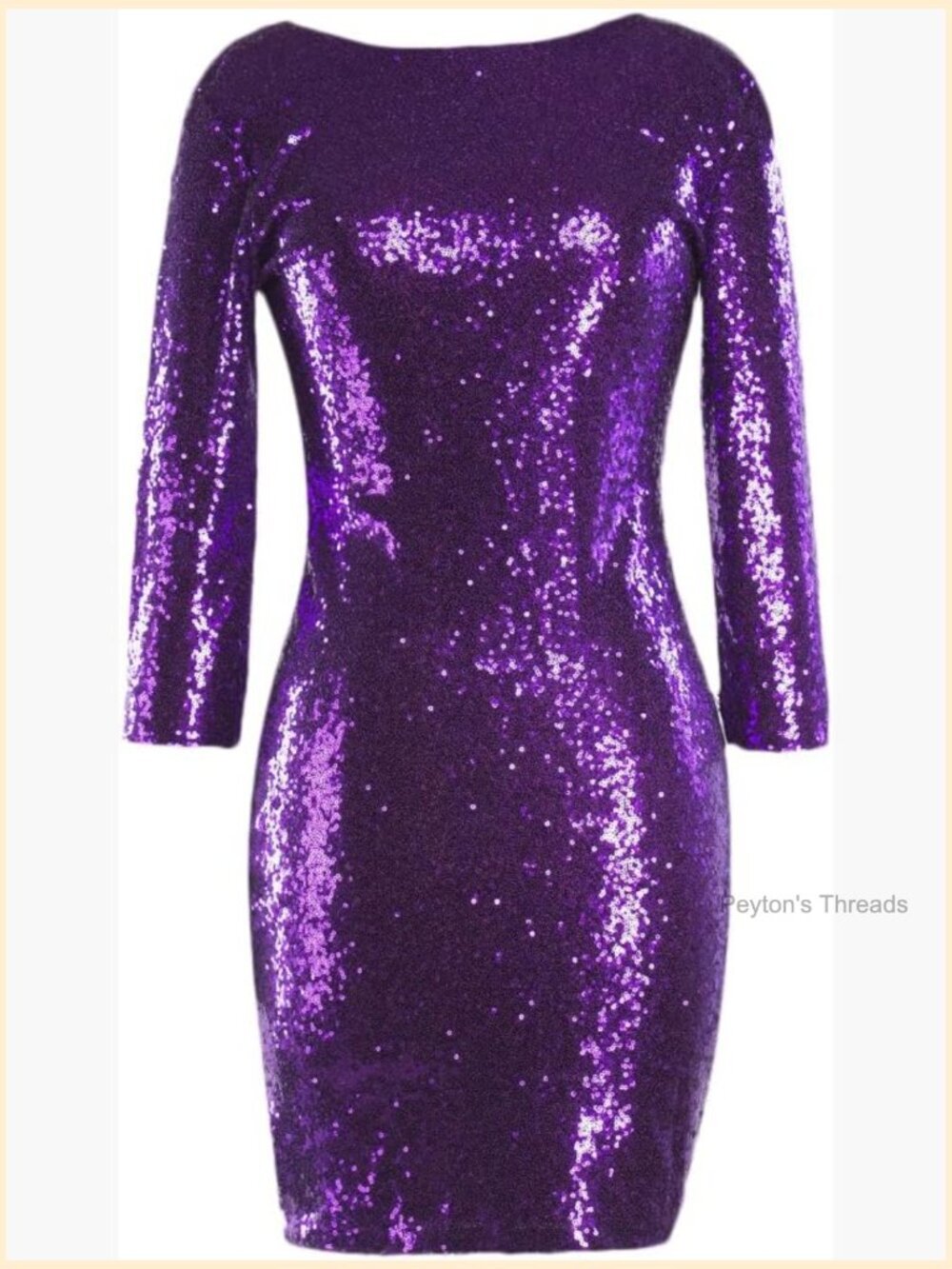 Glitter Sequin V Neck Long Sleeve Bodycon Mini Party Dress
